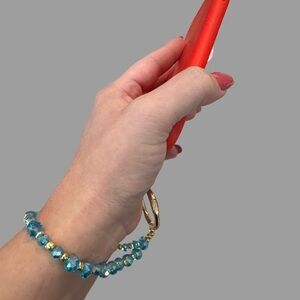 Elegant Blue Beaded Phone Charm